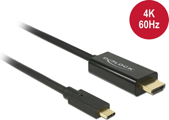 Kabllo USB-C në HDMI DeLOCK 85291, 2 m, 4K 60Hz, e zezë