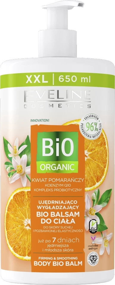 Balsam trupi për femra Eveline Cosmetics Bio Organic Firming and Smoothing Bio Body Balm Orange 650ml