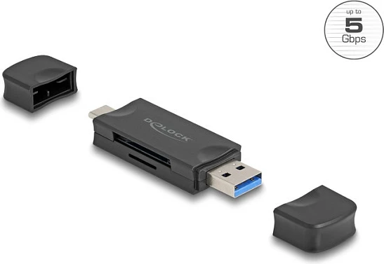Lexues kartelash DeLOCK, USB-C/USB-A, SD & MicroSD, 5 Gbps, i zi