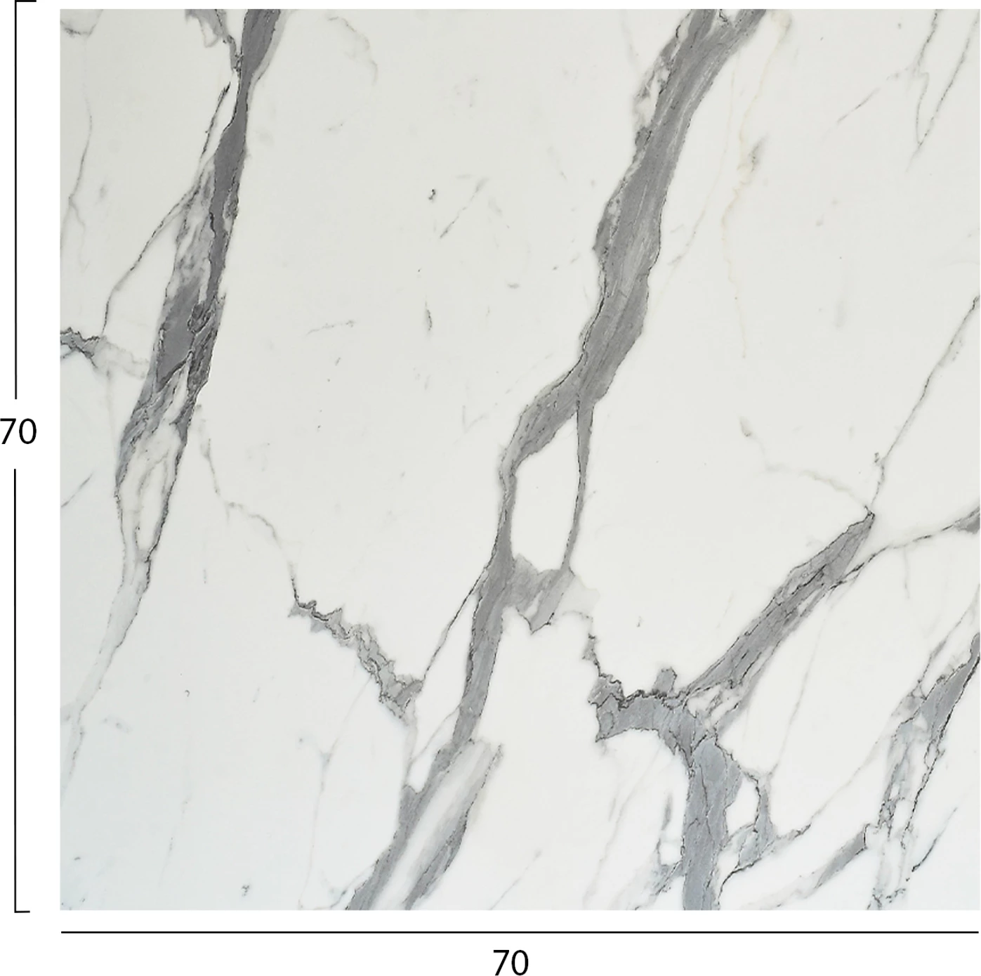 Sipërfaqe tavoline katrore HPL, ngjyrë mermeri të bardhë, 70x70cm, set prej 2 copë