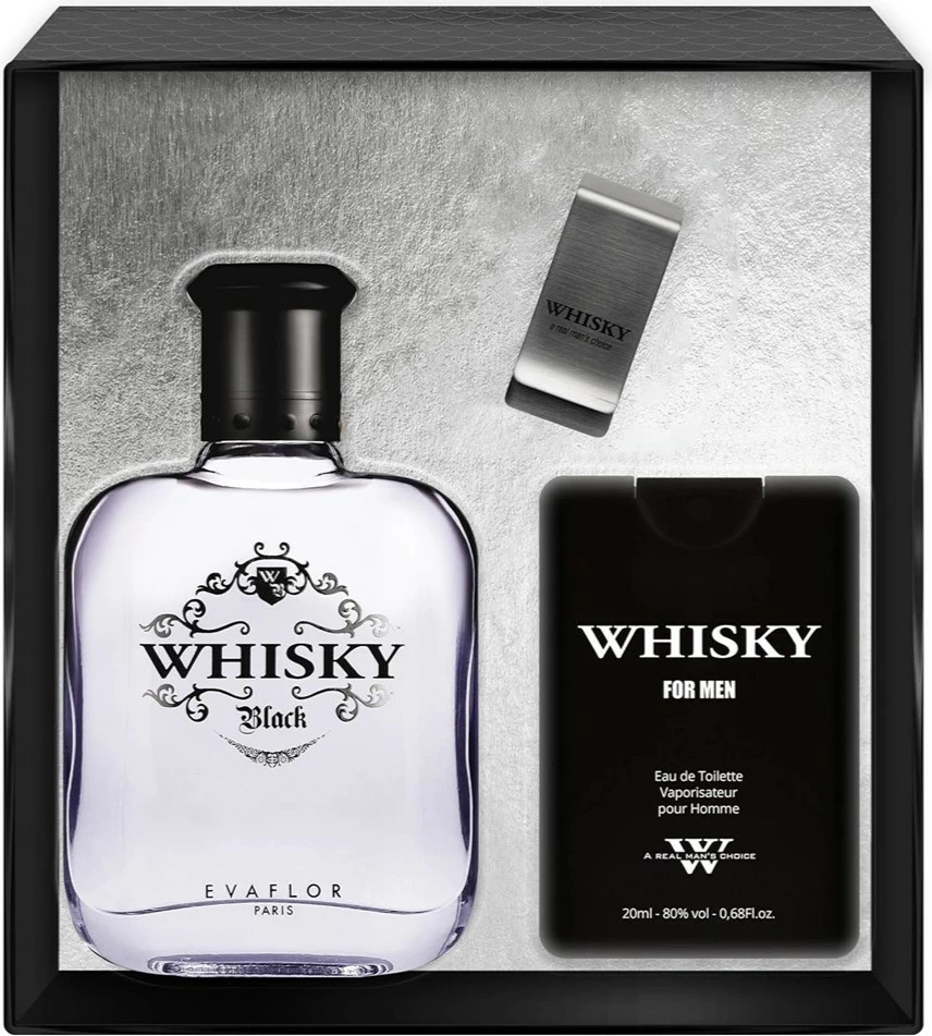 Set Eau de Toilette për meshkuj Evaflor Whisky Black, 100ml + 20ml