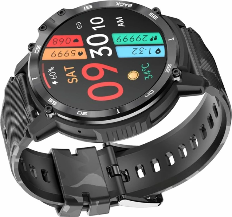 Smartwatch për meshkuj Rubicon, e zezë/camo