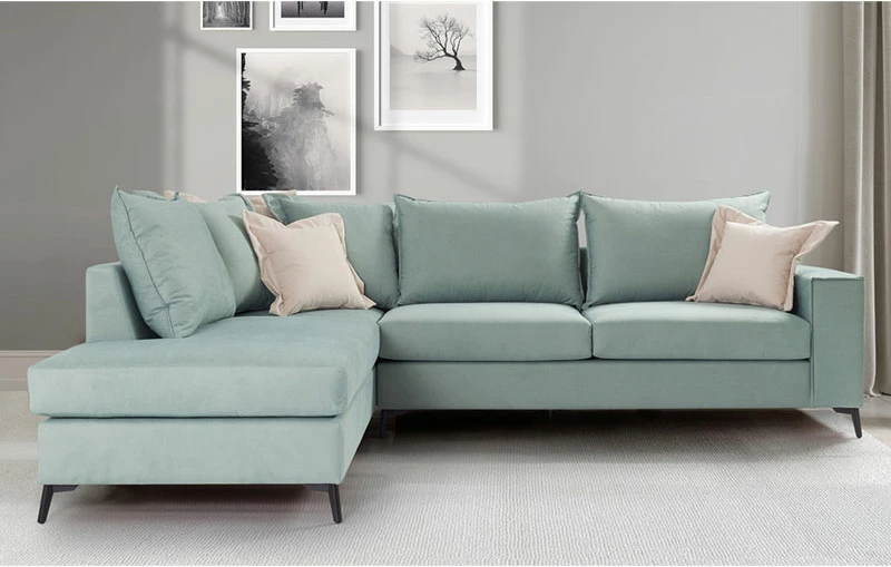 Kënd divani Romantic, kënd i djathtë, stof ciel-krem, 290x235x95cm