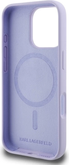 Mbështjellës Karl Lagerfeld Silicone Karl&Choupette Heads Ring MagSafe për iPhone 16 Pro, Violet