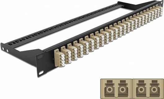 Panel patch fibra DeLOCK 19" 24-port LC Quad, 1U rack, beige/zi