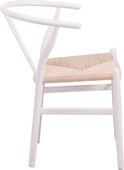 Karrige Wishbone, dru kauçuku, litar sintetik, ngjyrë natyrale-bardhë, 60x51x80cm