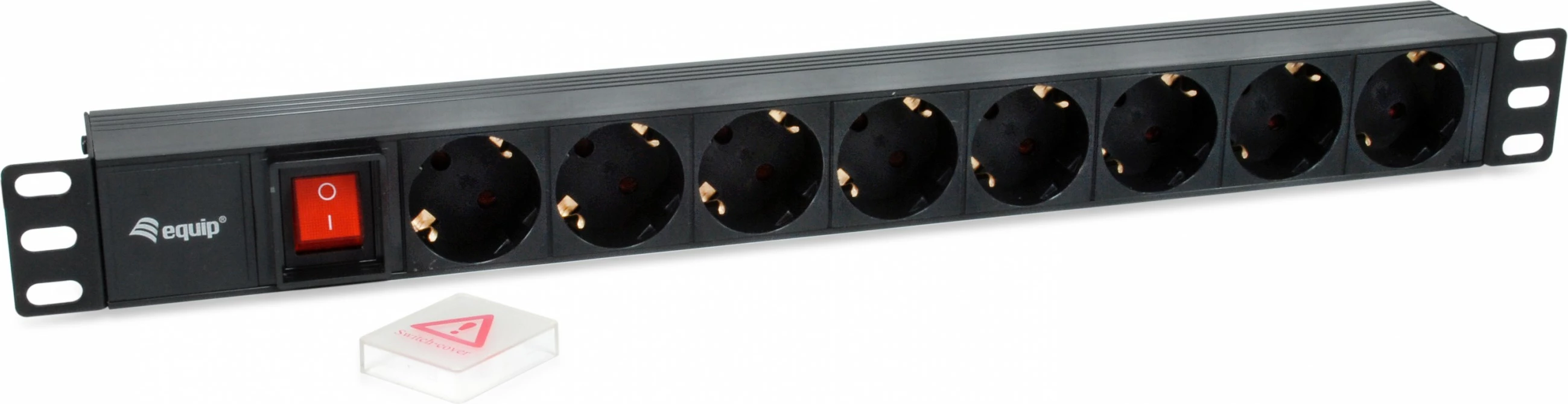 PDU Equip 8-portë, C14, 1U, plastikë, zi