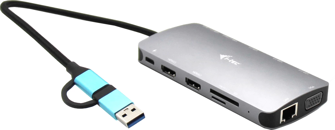 i-Tec Nano Dock - docking station - USB 3.0 / USB4 / Thunderbolt 4 - VGA, 2 x HDMI - GigE