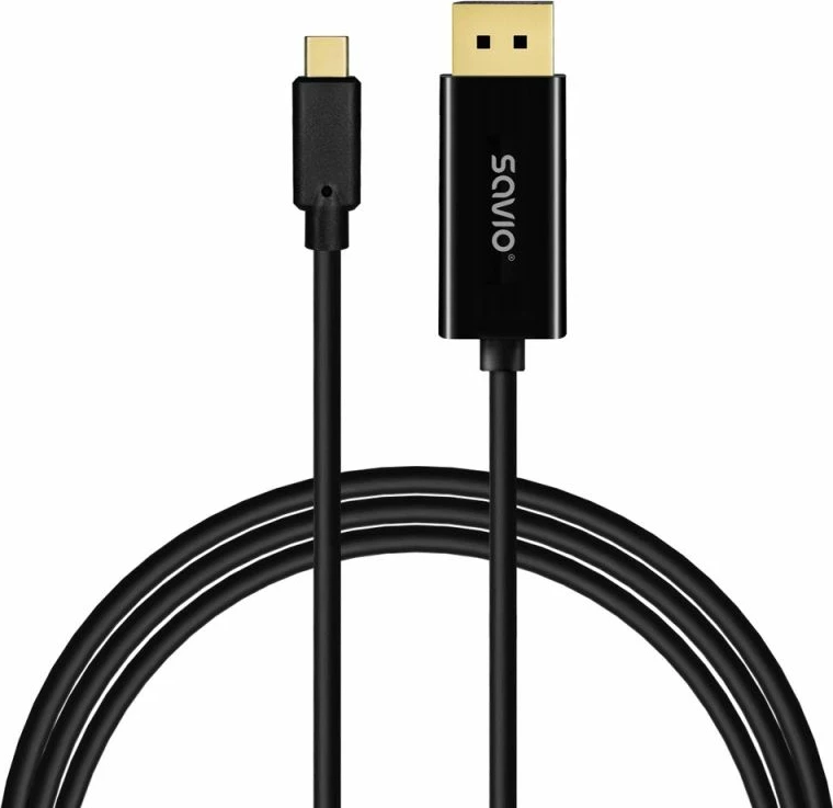 Kabllo USB-C në DisplayPort Savio CL-207, e zezë, 2m