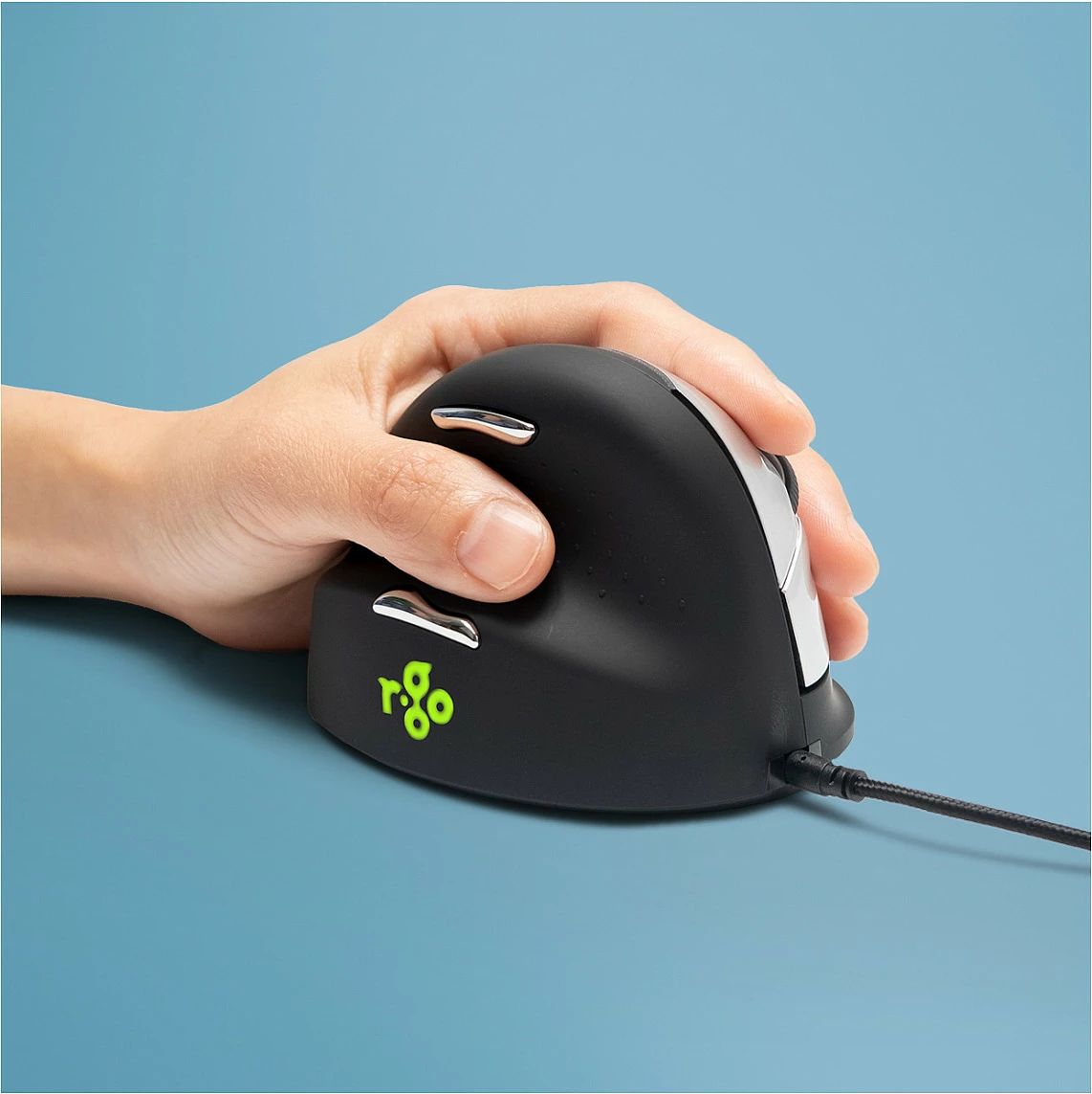 Maus R-Go HE, ergonomik i madh, USB, 2400 DPI, për të majtë, i zi/argjendtë