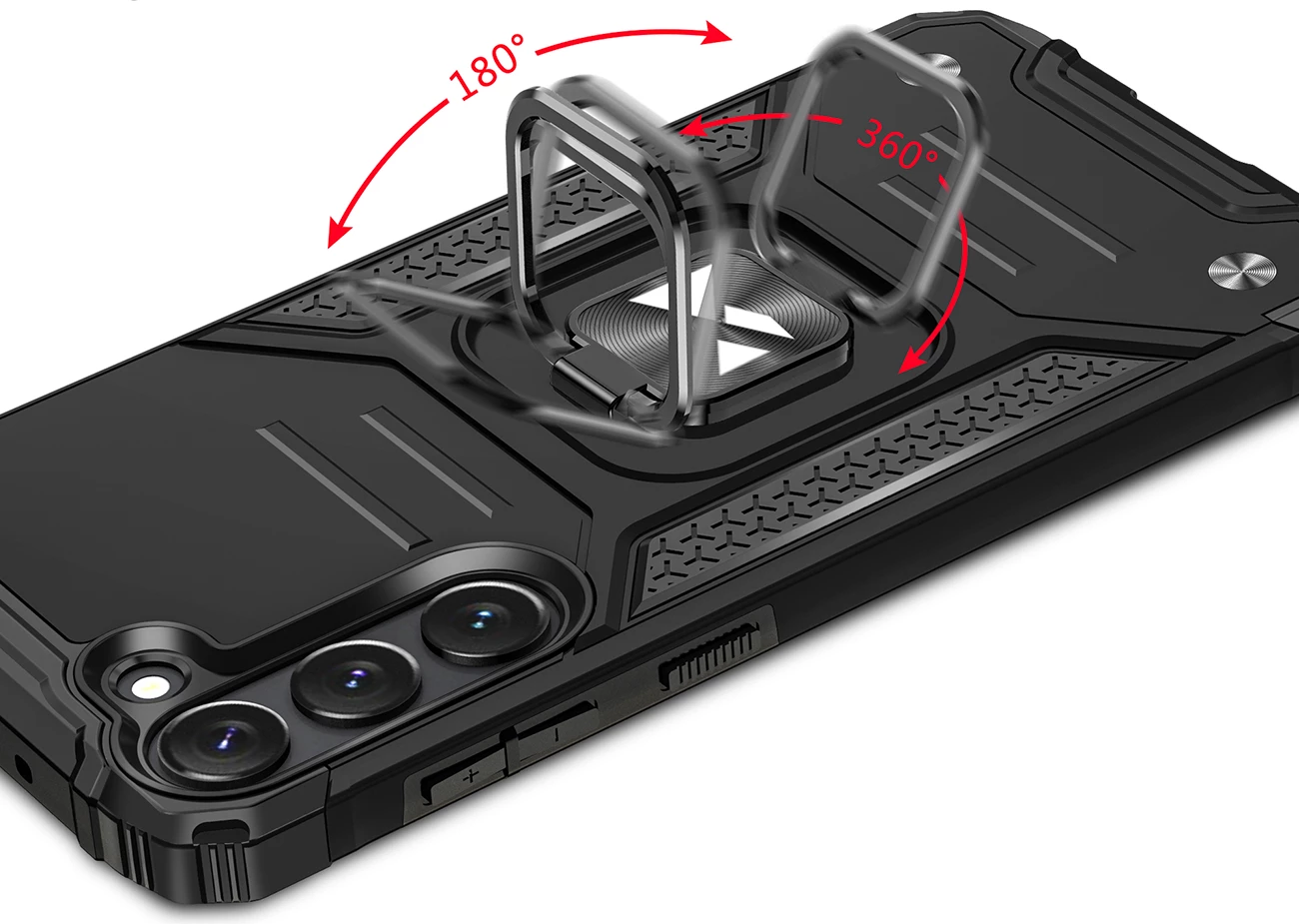 Mbështjellës Wozinsky Ring Armor për Samsung Galaxy S23, me mbajtëse unaze, i zi