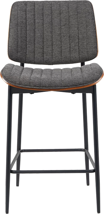 Karrige për bar Kathy, dru arre, material gri, 48.5x52.5x96cm