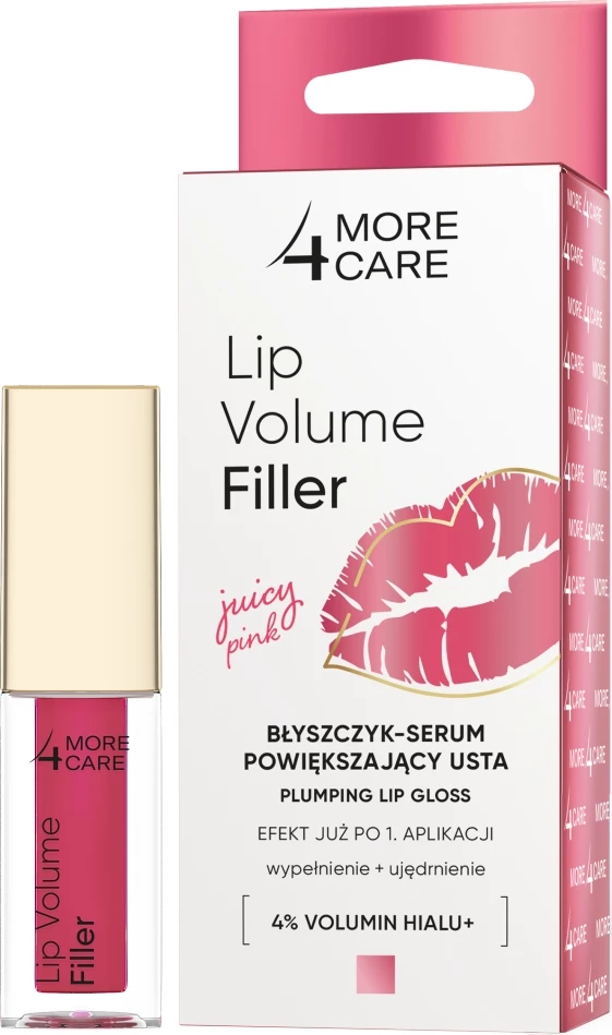 Gloss për buzë More4Care Lip Volume Filler Gloss-Serum Lip Enhancer Juicy Pink 4.8g