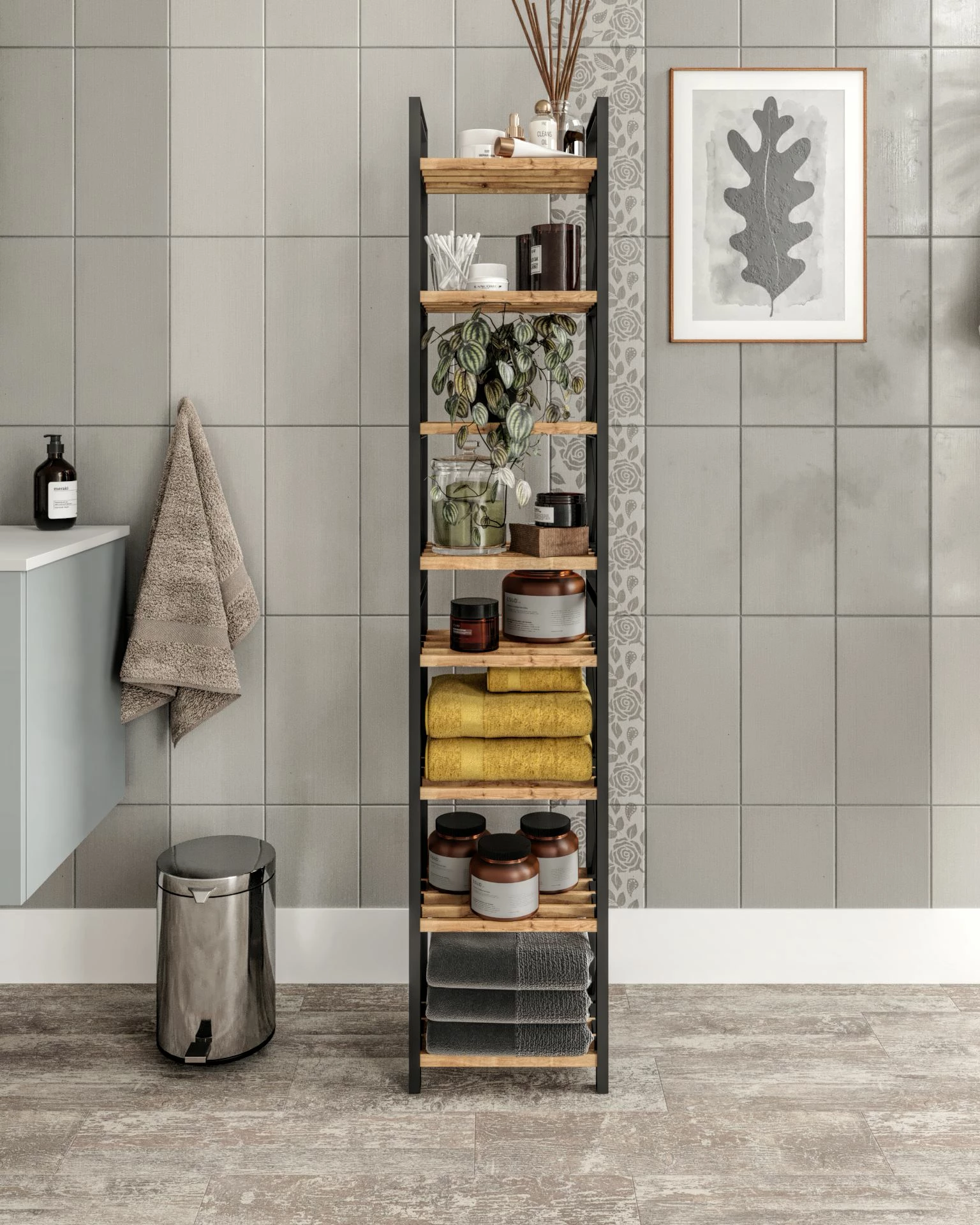 Raft multifunksional Skye Decor, Mini Flower 8, ngjyrë e zezë