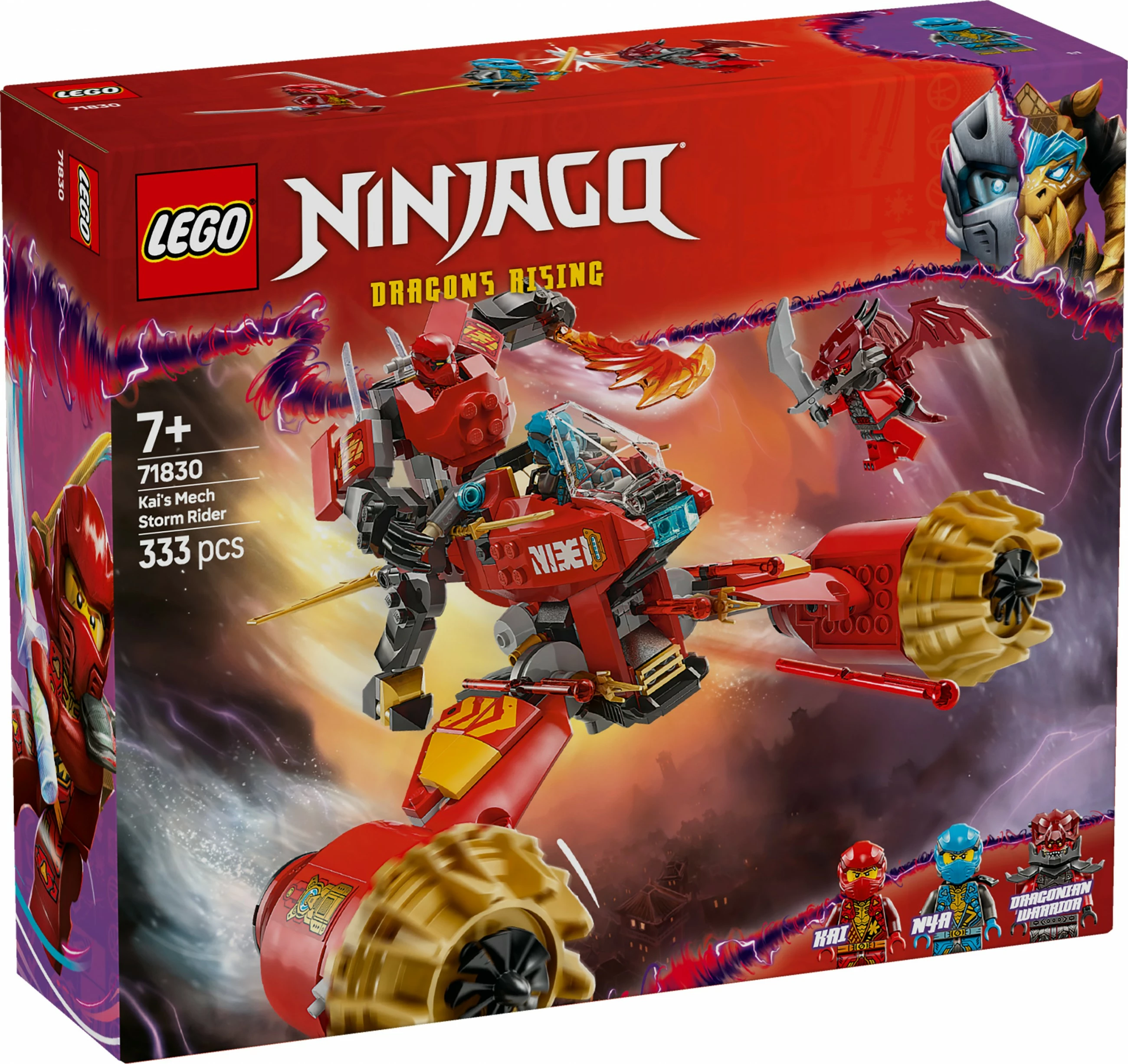 Set ndërtimi LEGO Ninjago 71830 Kais Mech Storm Rider, 333 pjesë, multikolor