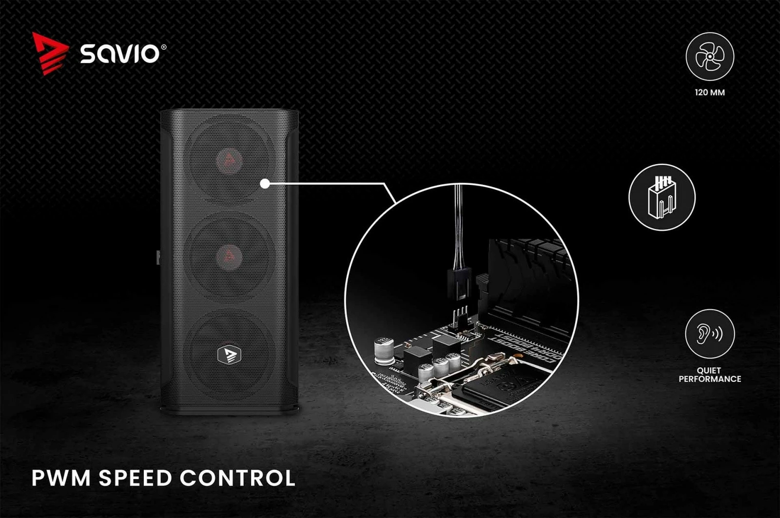 Set ventilatorësh kompjuteri Savio Blade X1, 120mm, 3 x 4-pin PWM, i zi