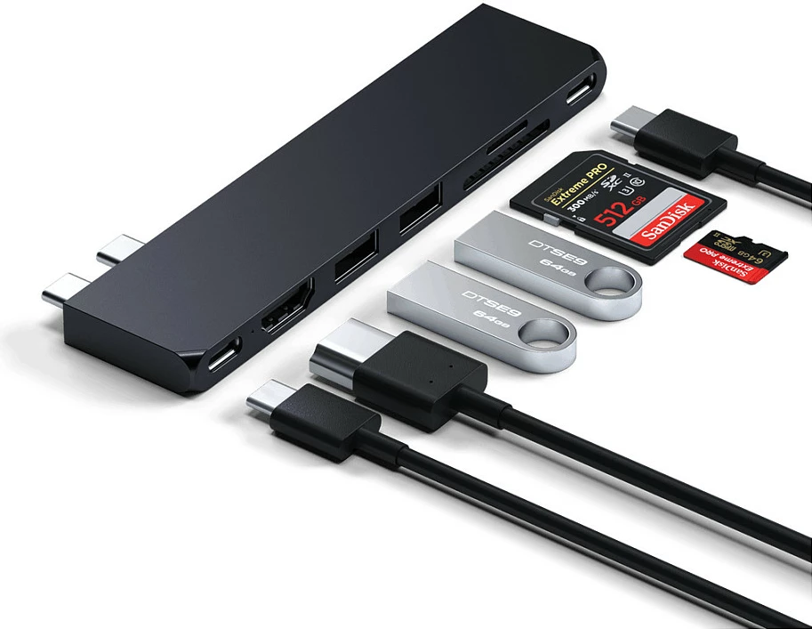 Adapter Hub USB-C Satechi Pro Hub Slim ST-HUCPHSD, multiport, Midnight