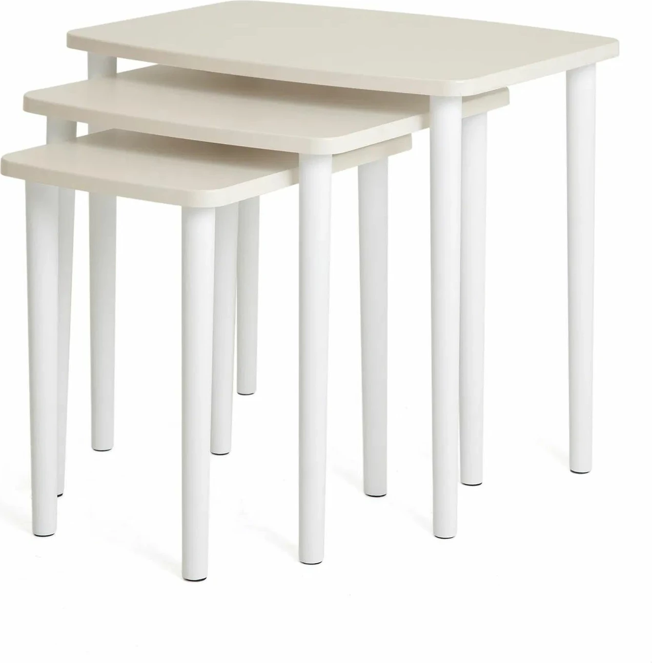 Set tavolinash ndihmëse të mbivendosura, krem, Skye Decor, Tuval 061, 3 copë
