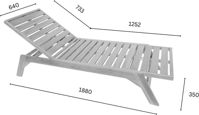 Shezlong Melop, dru tik, ngjyrë natyrale, 200x70x35cm