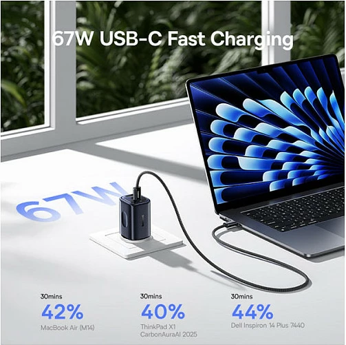 Karikues Baseus PicoGo AE11, 67W, 2x USB-C + 1x USB-A, EU, i zi