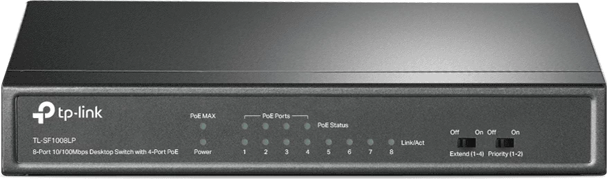 Switch TP-LINK TL-SF1008LP 8 porte Fast Ethernet me 4x PoE, e zezë