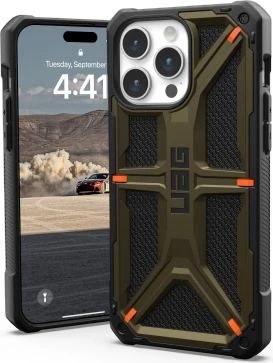 Mbështjellës UAG Monarch për iPhone 15 Pro Max, kevlar, e gjelbër