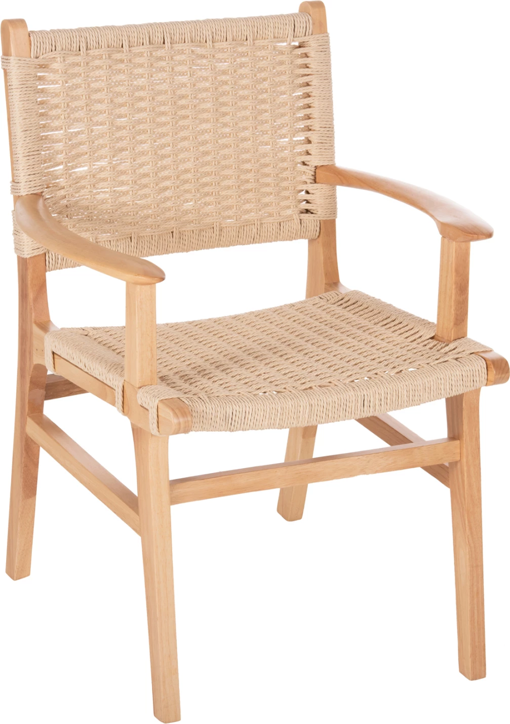 Karrige me krahë FH9331.01, për brenda, druri gome, sedilje me litar, 61x56x83 cm