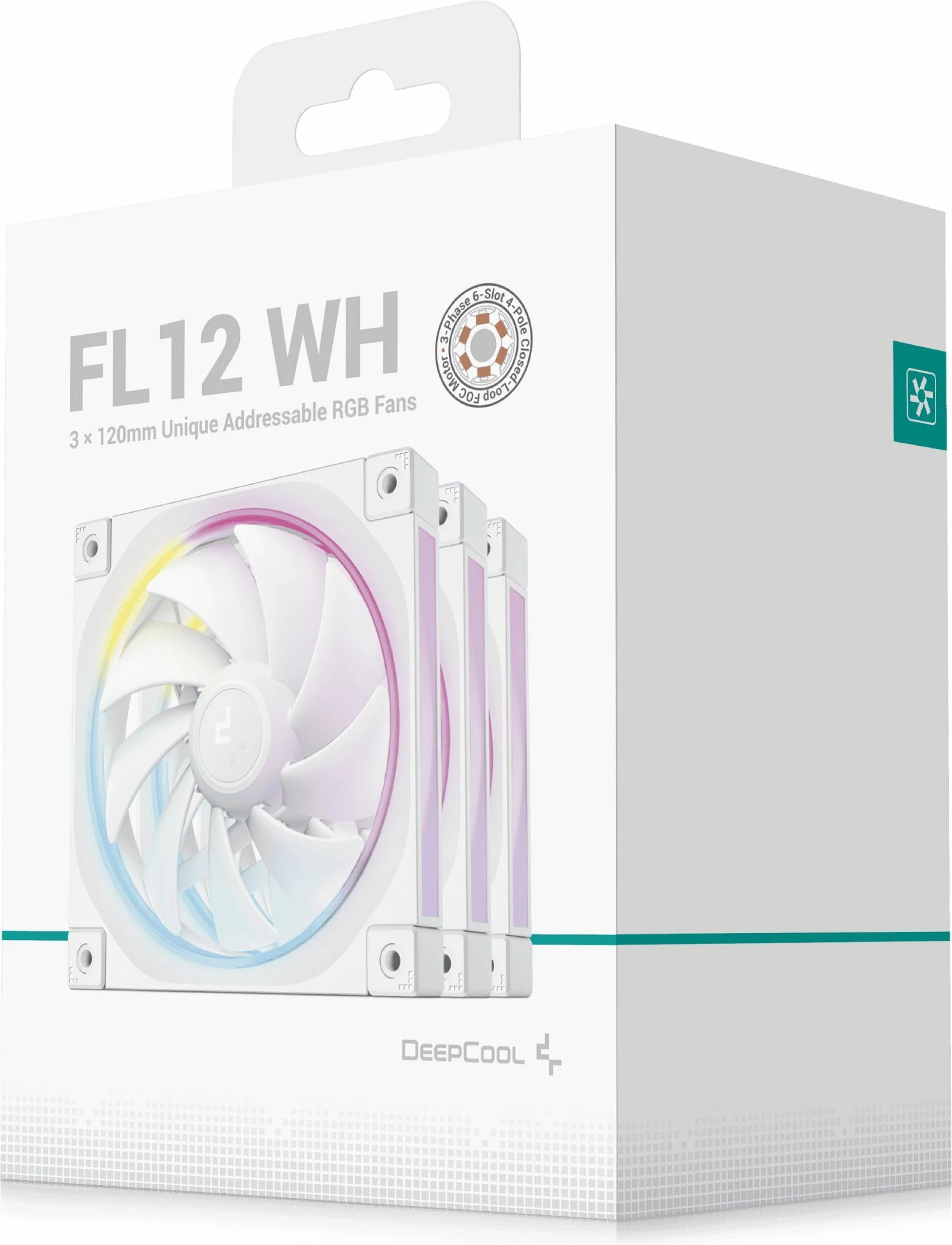 Ventilator kasë PC Deepcool FL12 WH R-FL12-WHAPN3-G, 120mm, PWM, ARGB, set 3 copë, i bardhë