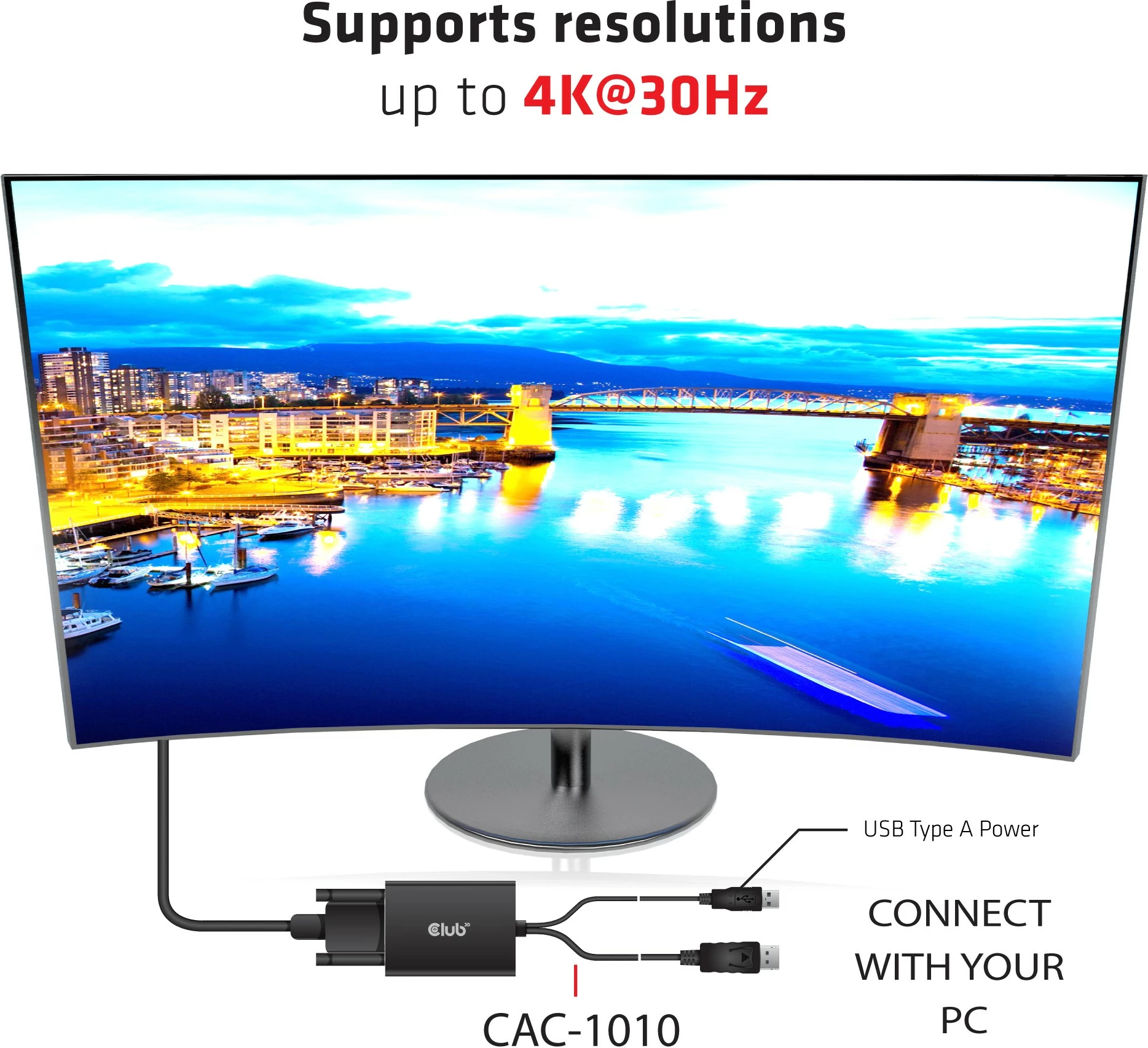 Adapter DisplayPort në DVI-D Dual Link Club3D CAC-1010, 0.6m, i zi/bardhë