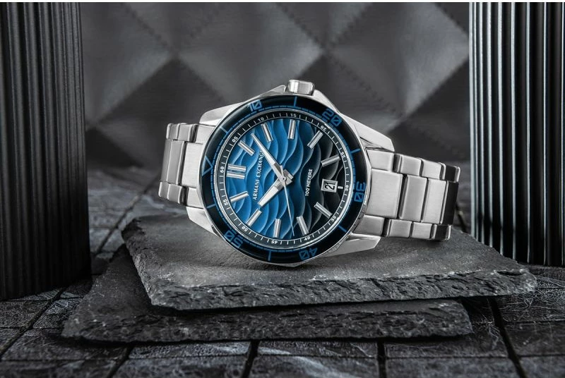 Orë dore për meshkuj Armani Exchange, argjend