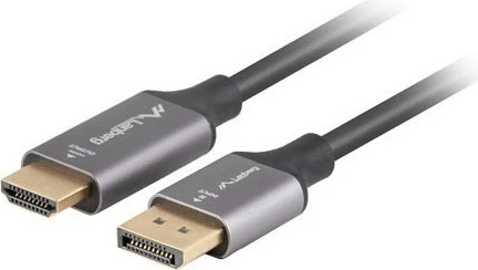 Kabllo Lanberg DisplayPort në HDMI, 1.8m, 4K, e zezë-argjendtë