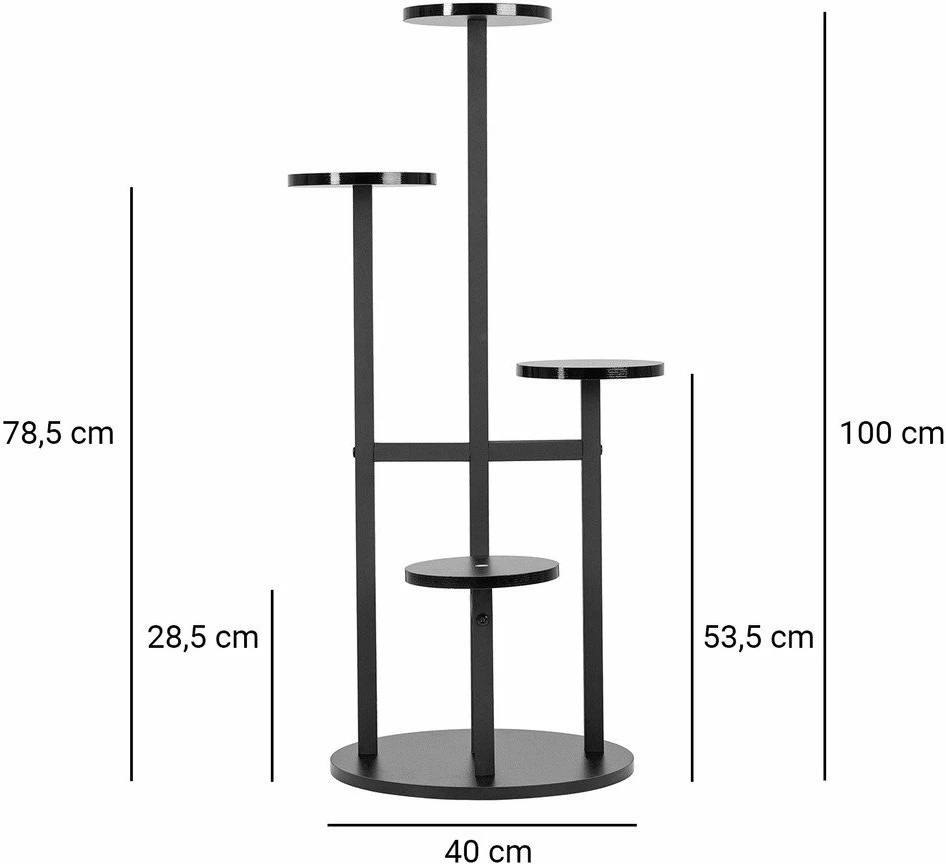 Mbajtëse lulesh Strado FINO, 100 cm, 4 nivele, për 6 vazo, metal, e zezë