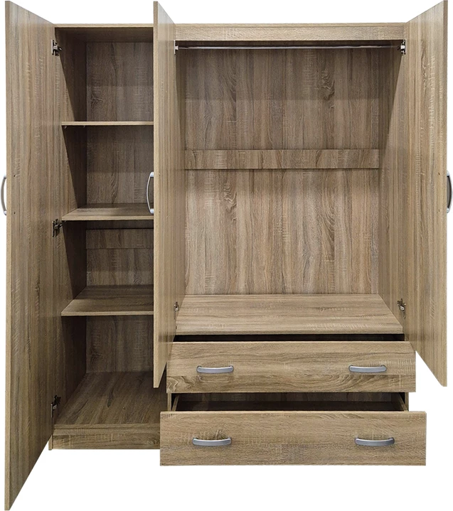 Dollap me tre dyer dhe dy sirtarë, ngjyrë sonoma, Alvia, 150x51x180cm