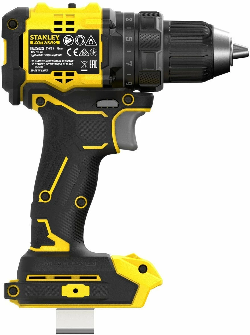 Bormashinë akumulatorike Stanley Fatmax SFMCD714D2T-QW 18 V, 2x 2 Ah, brushless, 60 Nm, 13 mm, me karikues dhe valixhe