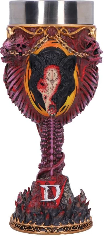 Krigë koleksionuese NEMESIS NOW Diablo IV Mephisto, rezinë e pikturuar me dorë, me insert inox, e kuqe/zezë me aksente ari