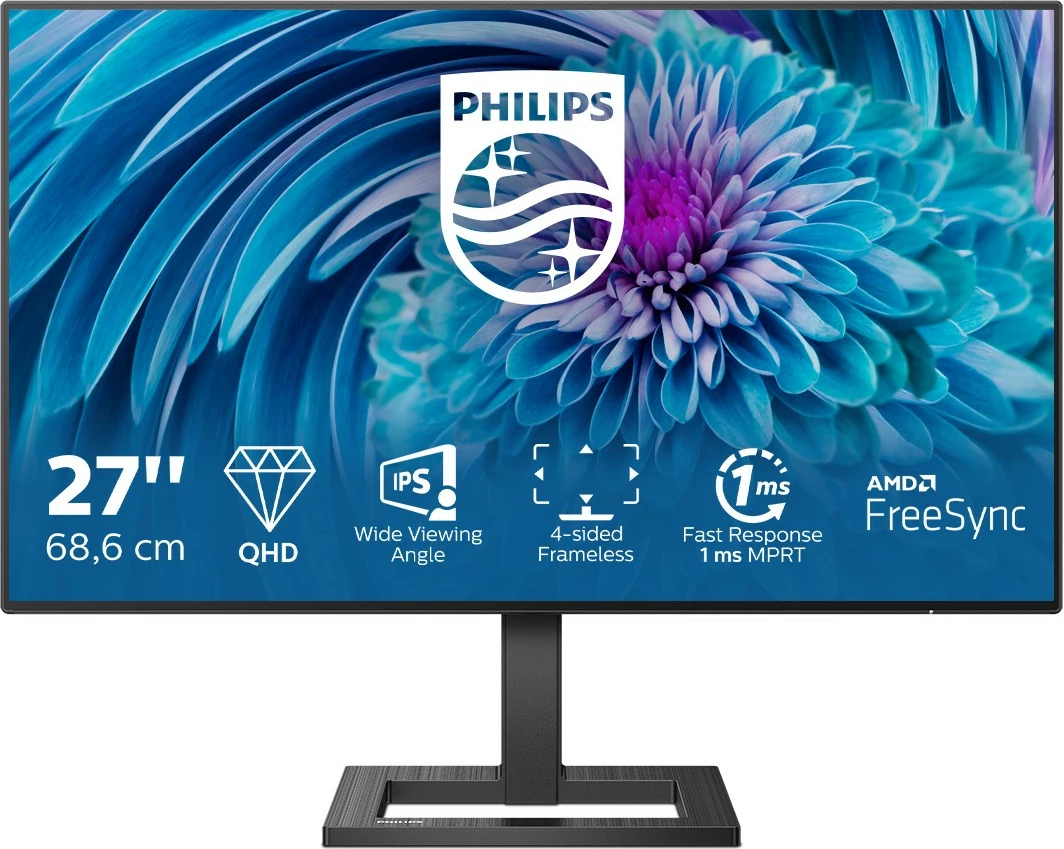 Monitor Philips E Line 275E2FAE/00, 27", Quad HD, LED, 4 ms, i zi