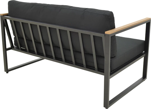 Divan dy ulës Aurelio, metalik, ngjyrë e zezë, jastëk të zinj, 130x74x63cm