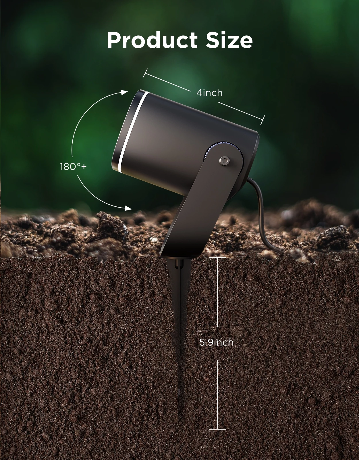 Reflektorë LED të jashtëm Govee Outdoor Spotlights 2, RGBWIC 16M ngjyra, IP67, Matter/Alexa/Google, 2 copë, të zeza