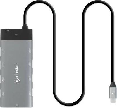 Docking station MANHATTAN USB-C PD 10-in-1, Dual Monitor 8K, gri