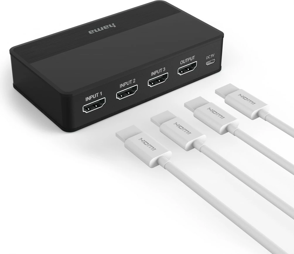 Shpërndares sinjali Hama 4k-HDMI™3x1 me telekomand, 121770