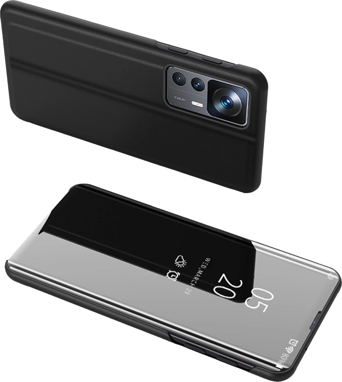 Mbështjellës Hurtel Clear View Case për Xiaomi 12T / 12T Pro, me kapak, i zi