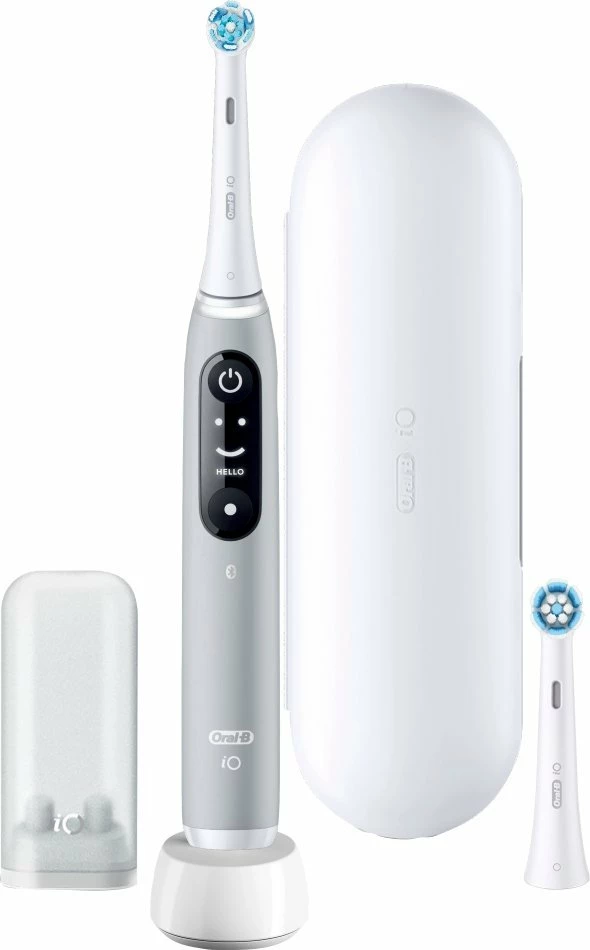 Furçë dhëmbësh elektrike magnetike Oral-B iO Series 6, 5 mënyra, me aplikacion, me sensor presioni, 2 koka, Grey Opal