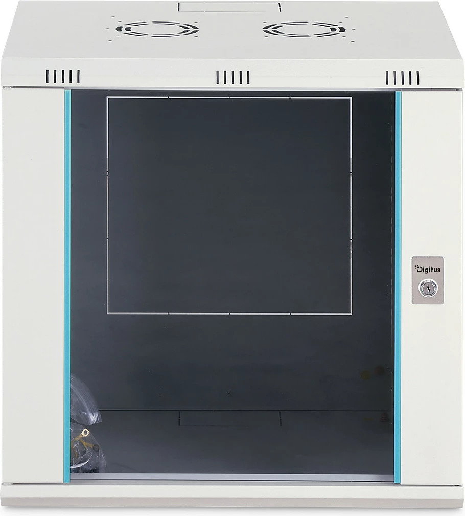 Kabinet rrjeti muror Digitus Dynamic-N 12U, 600x450 mm, derë xhami, gri e hapur