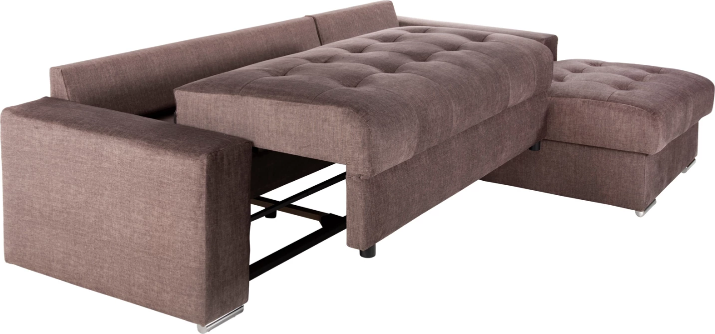 Divan qoshe me shtrat dhe hapësirë ruajtëse, CLANCY, FH3281.03R, pëlhurë kafe, 308x181x92H cm