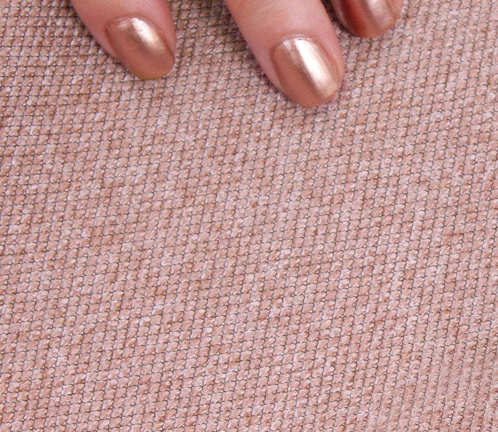 Puf bohem, ngjyrë rozë, këmbë bakri, 40x42x40cm