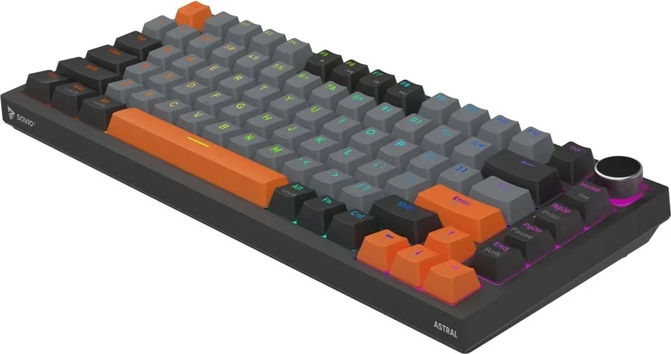 Tastierë magnetike Savio Astral, 75%, Outemu White Jade, RGB, USB-C kabllo e shkëputshme, gri-zi