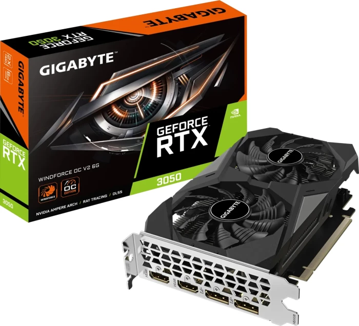 Kartel grafike GIGABYTE GeForce RTX 3050 WINDFORCE OC V2 6GB GDDR6 PCIe 4.0, e zezë