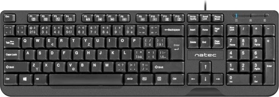 Tastierë Natec TROUT SLIM, USB, 104 taste, e zezë