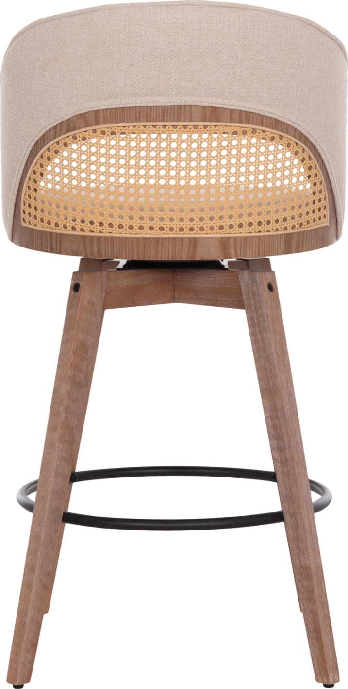 Karrige për bar rrotulluese RIKI, këmbë druri, material bezhë, 51x53x94cm, set prej 2 copësh