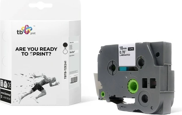 Kasetë etiketuese TB Print TBTB-TZE241 për Brother, 18mm x 8m, e zezë me të bardhë, 1 copë
